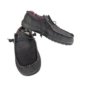 Hey Dude Wally Sox Jet Black Mens Slip On Loafers Size 13